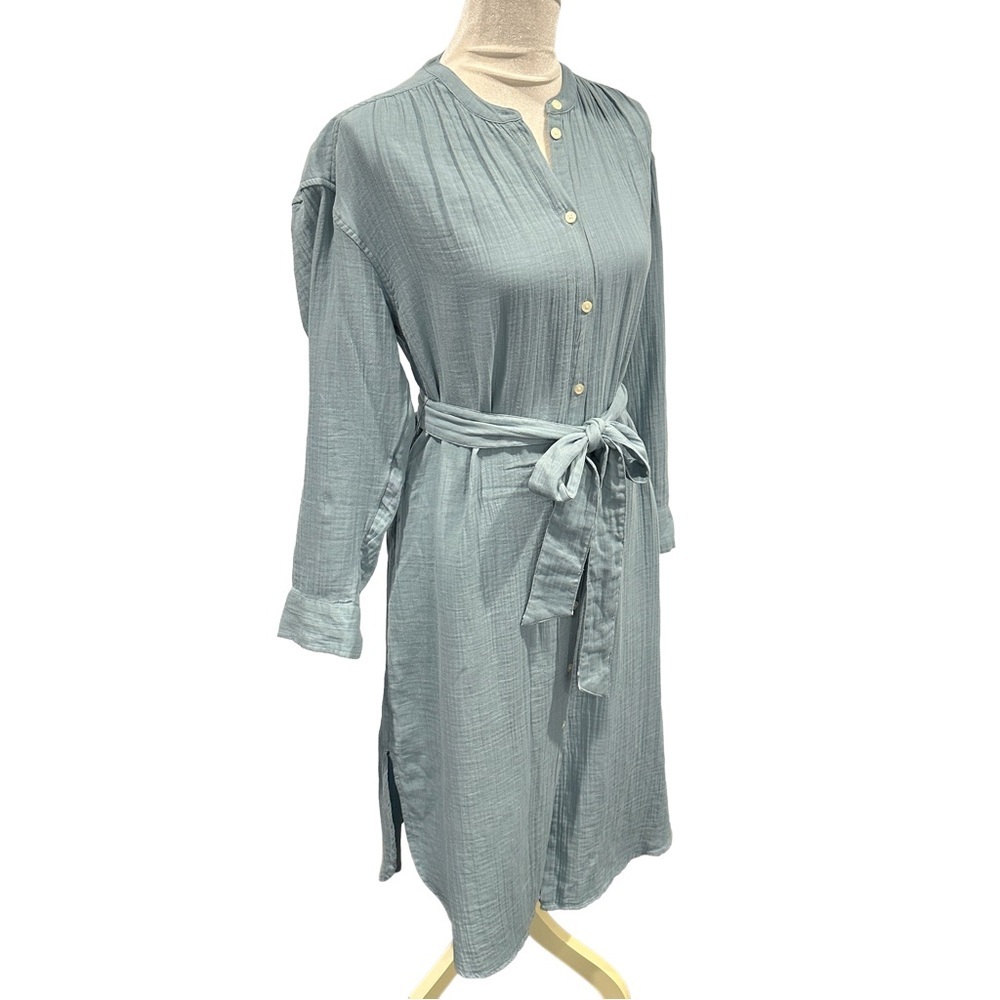 GAP  Cotton Gauze Midi Shirt Dress in Belt Band Collar M‎